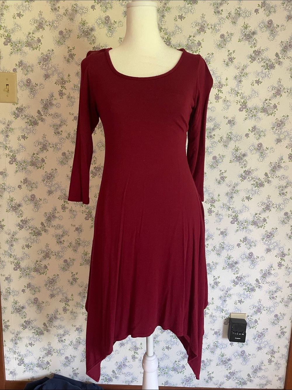 Rue21 Burgundy Scoop Neck Asymmetric Hem Dress